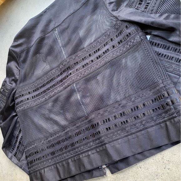 ROBERT Rodriguez Black Mesh and Lace Zip Up Bomber Jacket - Picture 4 of 11